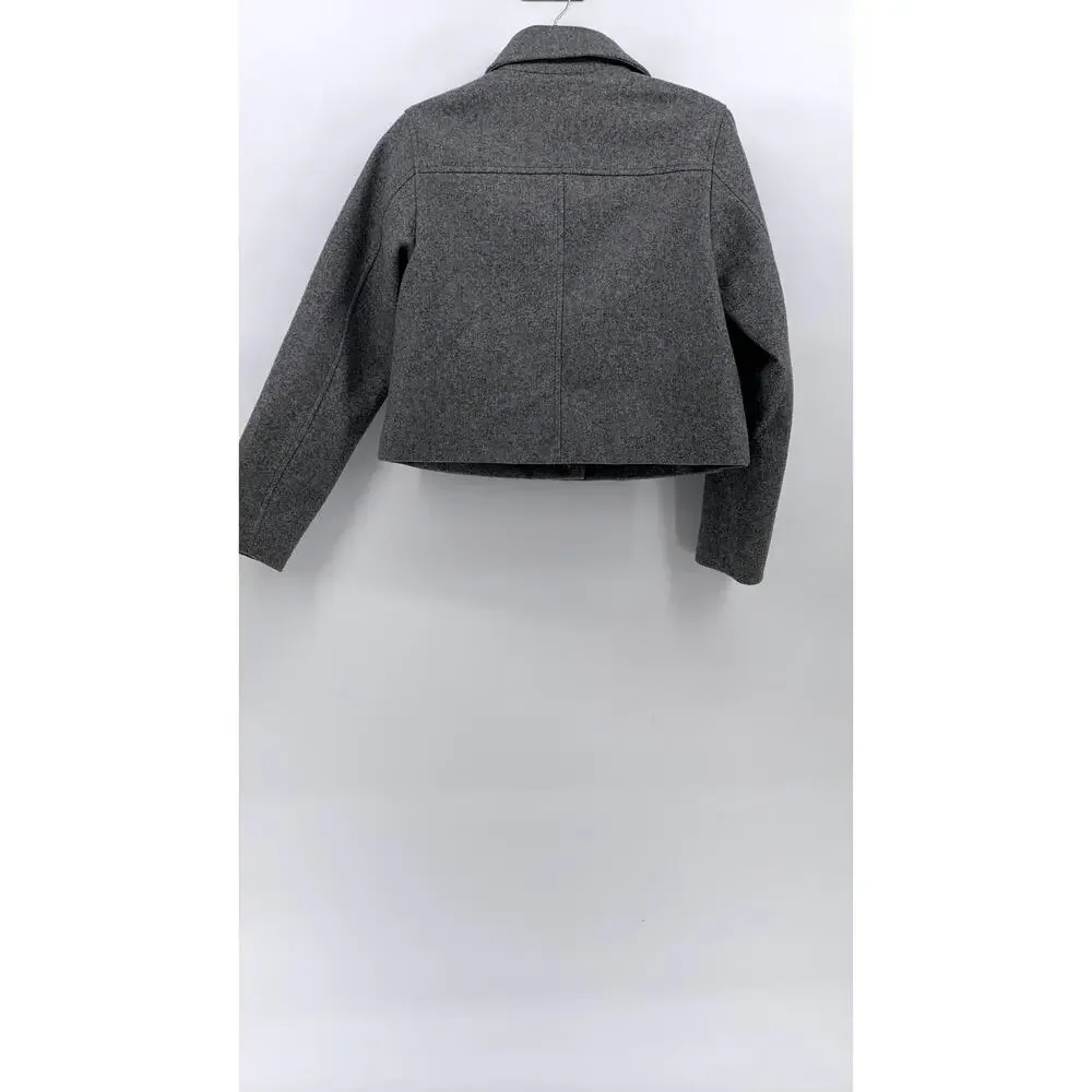 ZARA Women's Charcoal Gray Button-Up Long Sleeve Soft Knit Blazer SZ S